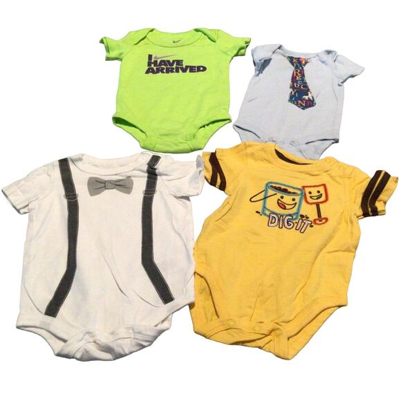 Lot of 4 Infant Size 0-6 months One Piece Nike, Circo, & Jumping Beans Outfits - Picture 1 of 9